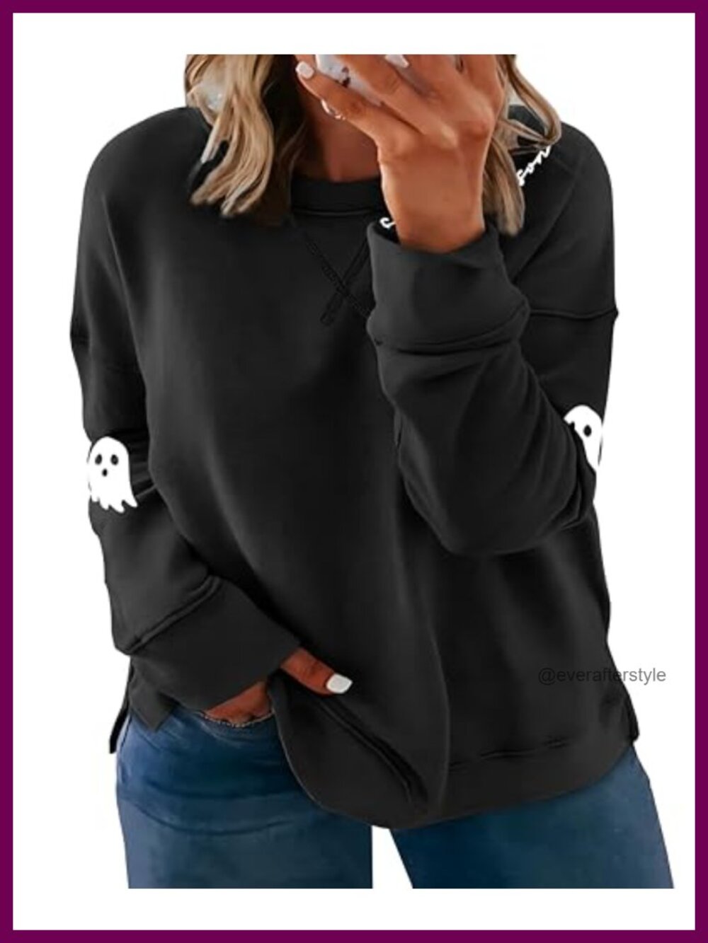 Plus Size Crew Neck Sweatshirt Cotton Polyester Loose Pullover Top